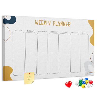 Kurkbord weekplanner met een abstract kleurrijk patroon