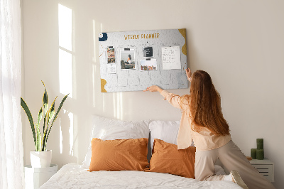 Kurkbord weekplanner met een abstract kleurrijk patroon