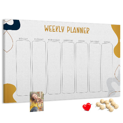Kurkbord weekplanner met een abstract kleurrijk patroon