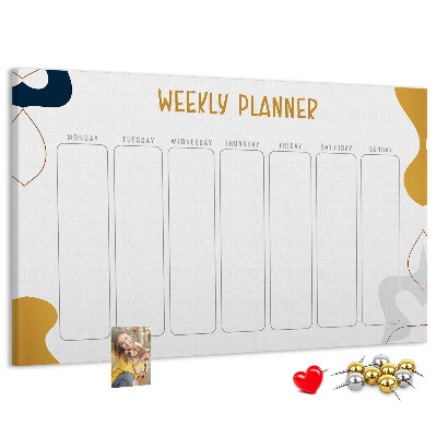 Kurkbord weekplanner met een abstract kleurrijk patroon