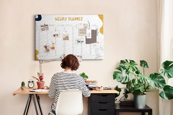 Kurkbord weekplanner met een abstract kleurrijk patroon