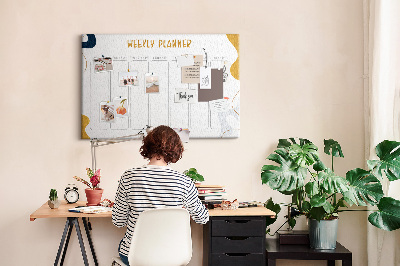 Kurkbord weekplanner met een abstract kleurrijk patroon