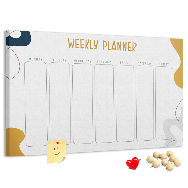 Kurkbord weekplanner met een abstract kleurrijk patroon