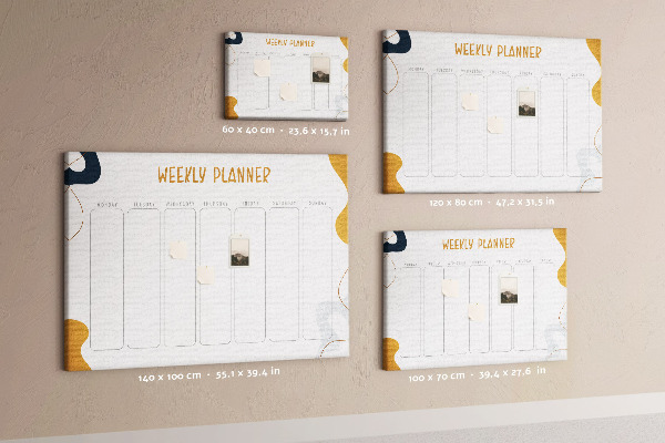 Kurkbord weekplanner met een abstract kleurrijk patroon