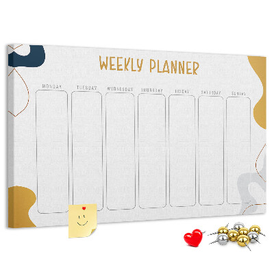 Kurkbord weekplanner met een abstract kleurrijk patroon