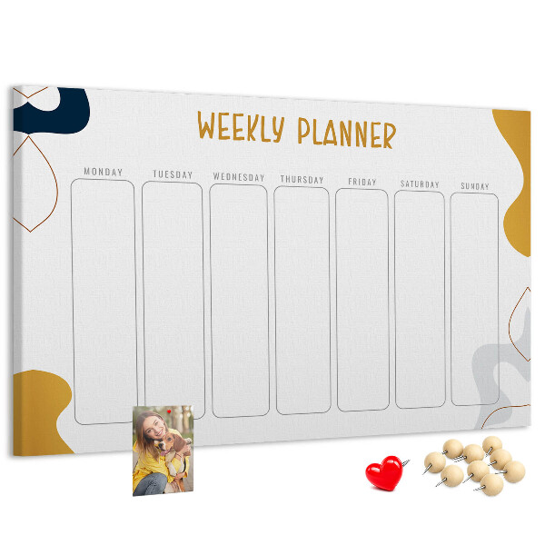 Kurkbord weekplanner met een abstract kleurrijk patroon