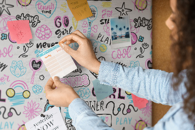 Prikbord met sportieve motieven en energieke slogans