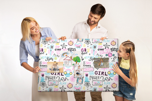 Prikbord met sportieve motieven en energieke slogans