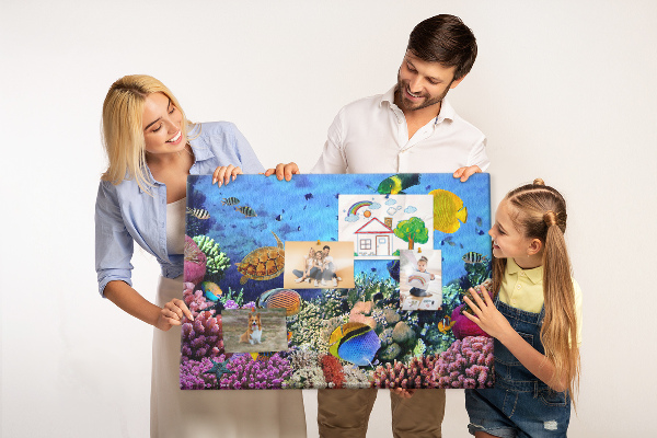 Prikbord met een tropische wereld vol onderwaterkleuren en vissen