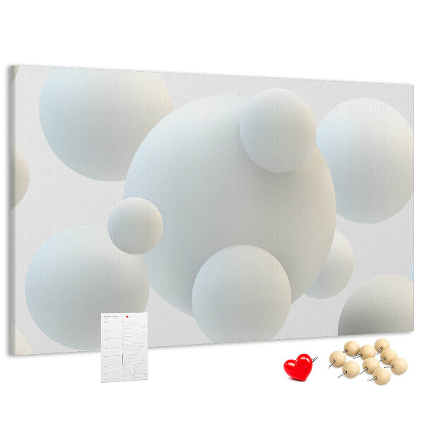 Kurk prikbord met witte ballen op een lichte achtergrond