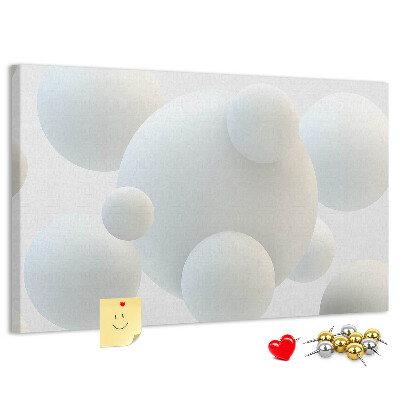 Kurk prikbord met witte ballen op een lichte achtergrond
