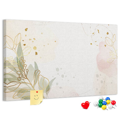 Kurkbord fijne bloemen op een pastelkleurige achtergrond