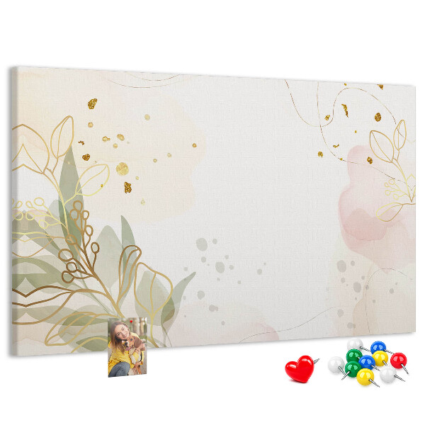 Kurkbord fijne bloemen op een pastelkleurige achtergrond