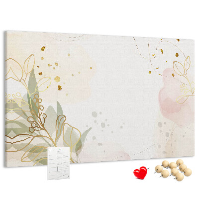 Kurkbord fijne bloemen op een pastelkleurige achtergrond