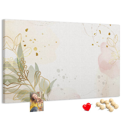 Kurkbord fijne bloemen op een pastelkleurige achtergrond
