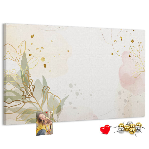 Kurkbord fijne bloemen op een pastelkleurige achtergrond