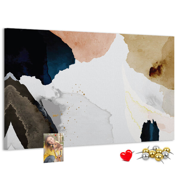 Kurkbord met abstracte stippen in gedempte kleuren