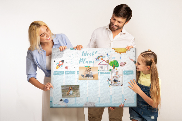 Prikbord ruimteweekkalender met raketten