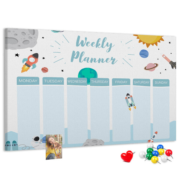 Prikbord ruimteweekkalender met raketten