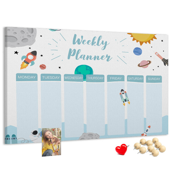 Prikbord ruimteweekkalender met raketten