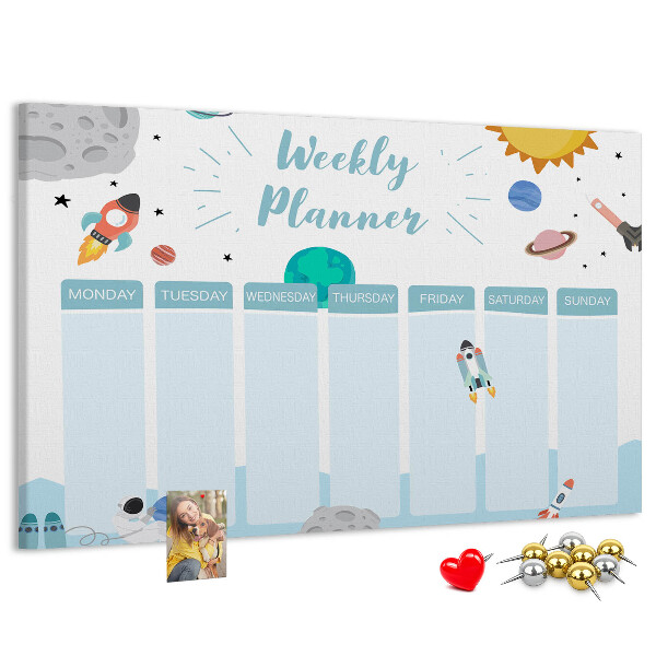 Prikbord ruimteweekkalender met raketten