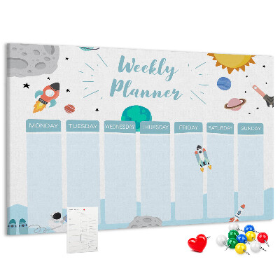 Prikbord ruimteweekkalender met raketten