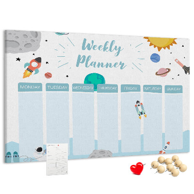 Prikbord ruimteweekkalender met raketten