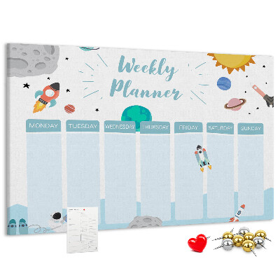 Prikbord ruimteweekkalender met raketten