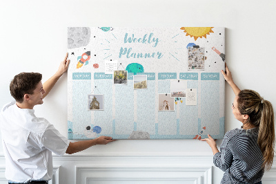 Prikbord ruimteweekkalender met raketten