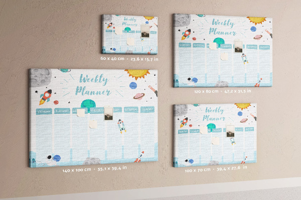 Prikbord ruimteweekkalender met raketten
