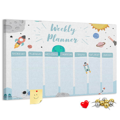 Prikbord ruimteweekkalender met raketten
