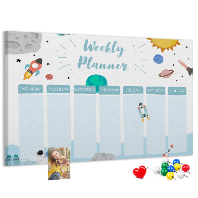 Prikbord ruimteweekkalender met raketten