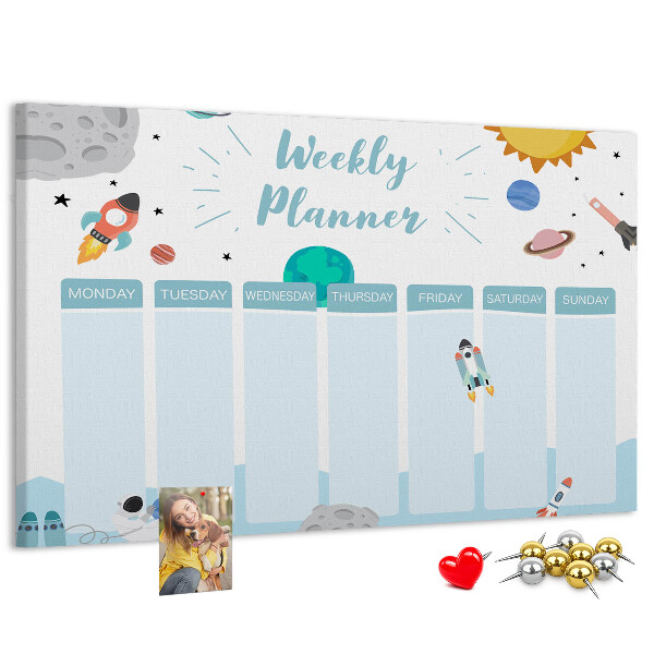 Prikbord ruimteweekkalender met raketten