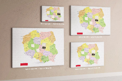 Kurkbord kaart van Polen met administratieve indeling