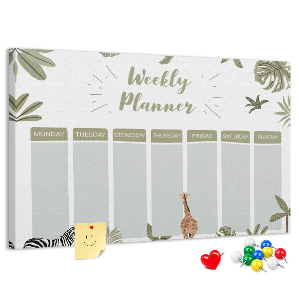 Prikbord weekplanner met plantenpatroon