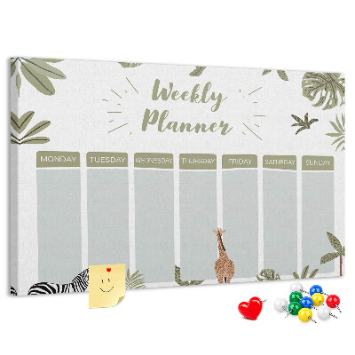 Prikbord weekplanner met plantenpatroon