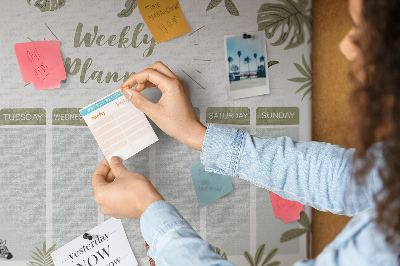 Prikbord weekplanner met plantenpatroon