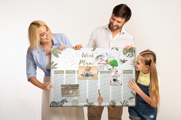 Prikbord weekplanner met plantenpatroon