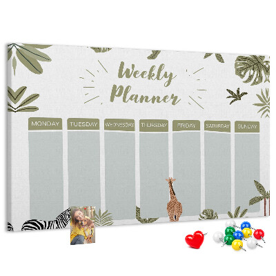 Prikbord weekplanner met plantenpatroon