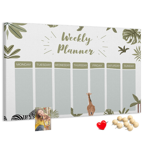 Prikbord weekplanner met plantenpatroon