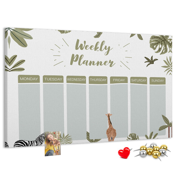 Prikbord weekplanner met plantenpatroon