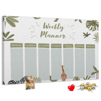 Prikbord weekplanner met plantenpatroon