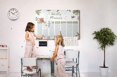 Prikbord weekplanner met plantenpatroon