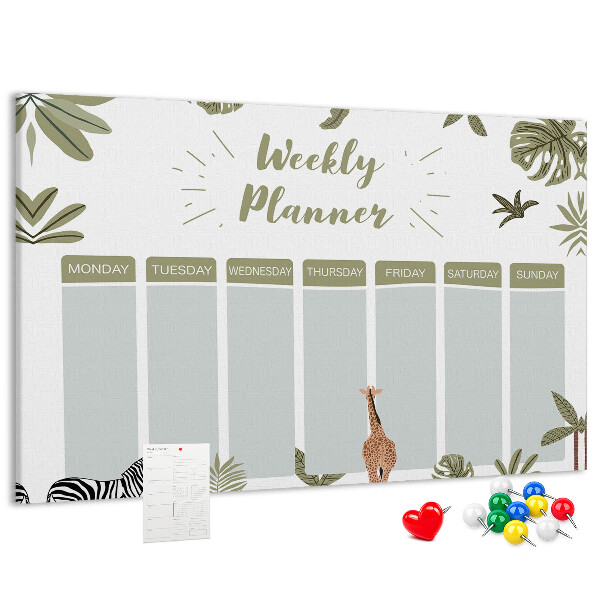 Prikbord weekplanner met plantenpatroon