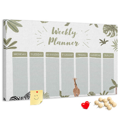 Prikbord weekplanner met plantenpatroon