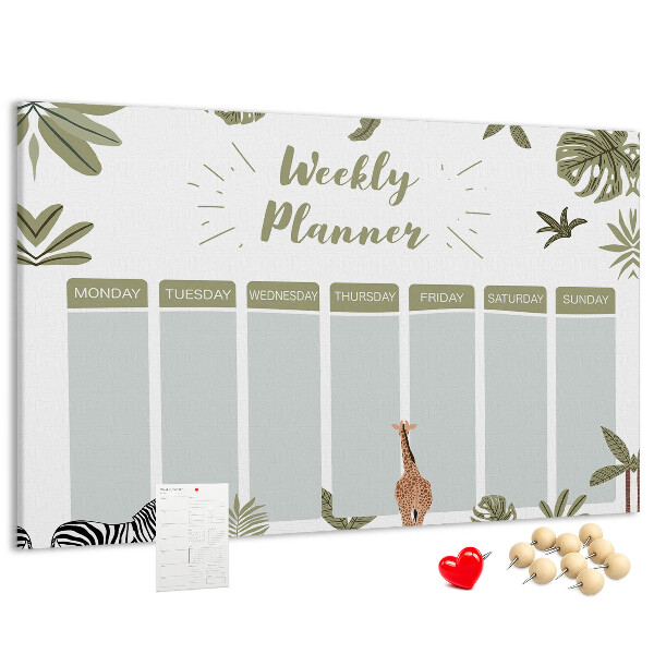 Prikbord weekplanner met plantenpatroon