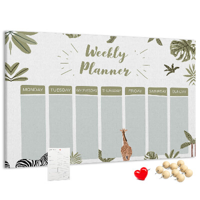 Prikbord weekplanner met plantenpatroon