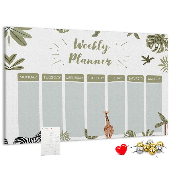 Prikbord weekplanner met plantenpatroon