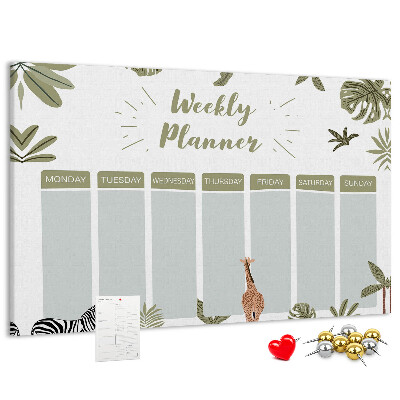 Prikbord weekplanner met plantenpatroon