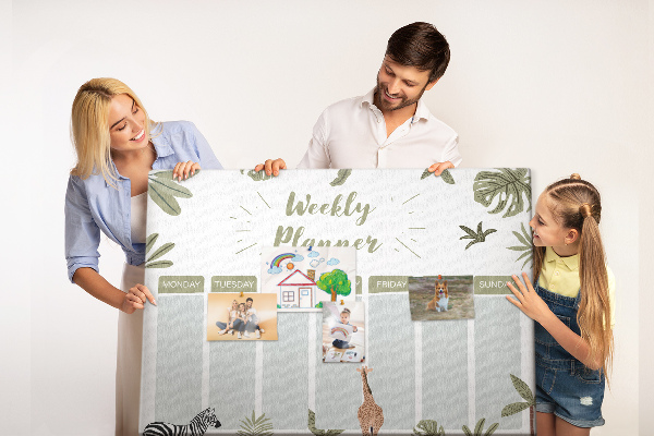 Prikbord weekplanner met plantenpatroon